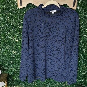 Mock Neck Animal Print Long Sleeve Top